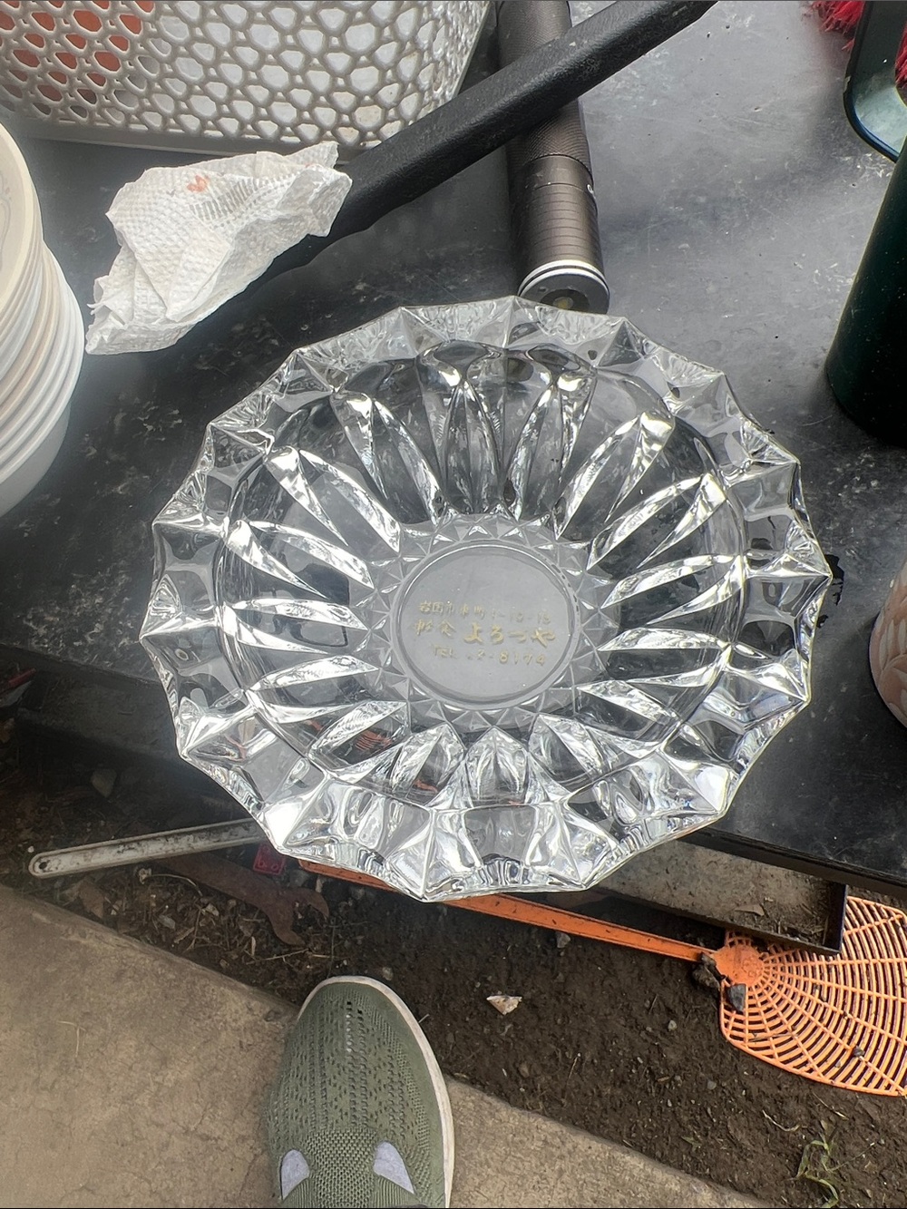 Vintage Cut Crystal Serving Bowl - Clear Glass